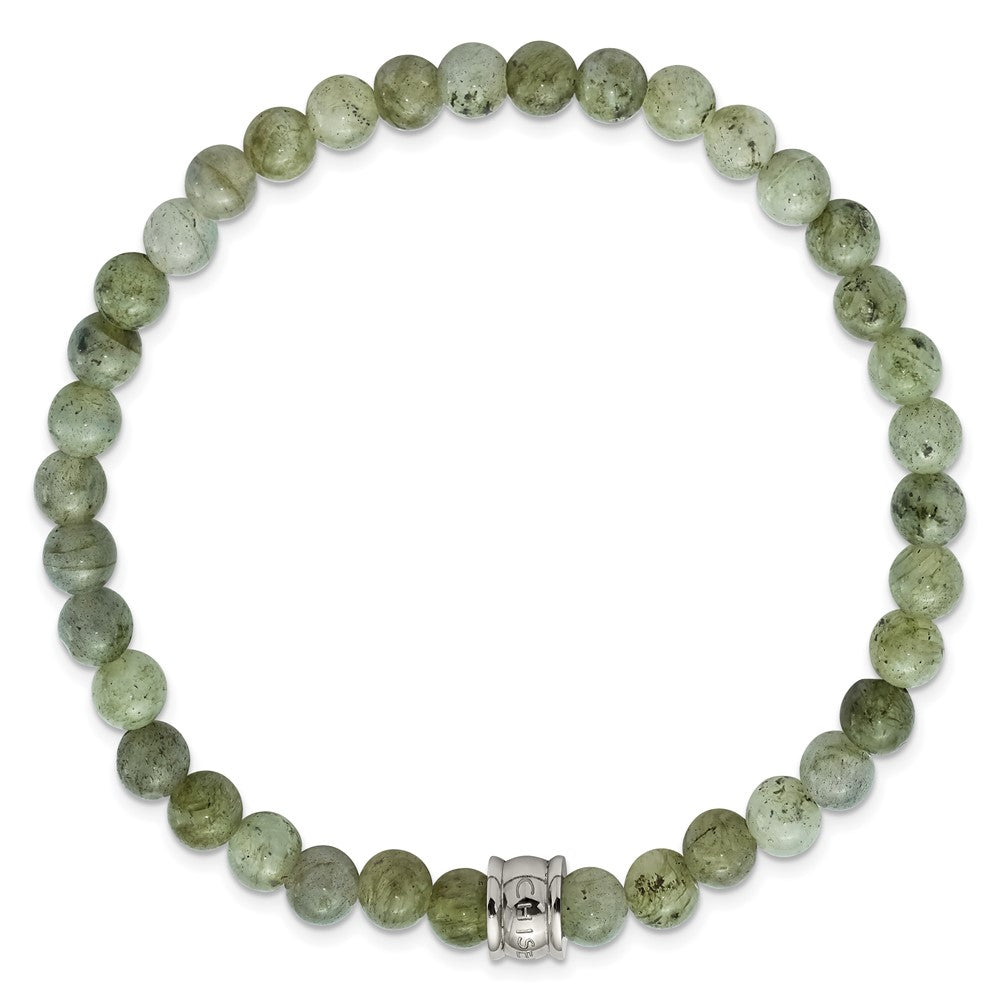 Stainless Steel Polished Sprectrolite Beaded Stretch BraceletSRB2713