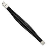Load image into Gallery viewer, Stainless Steel Polished Black PU Leather Multi Strand w/.5in ext BraceletSRB2724-8
