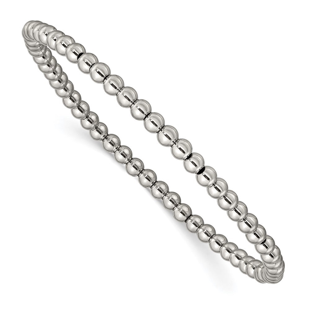 Stainless Steel Polished Beaded Stretch BraceletSRB2744