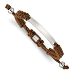 Load image into Gallery viewer, Stainless Steel Polished Brown Nylon Adjustable ID BraceletSRB2797
