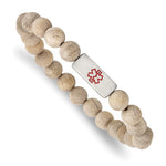 Load image into Gallery viewer, Stainless Steel Brushed with Enamel Medical ID Camphor Wood BraceletSRB2805
