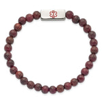 Load image into Gallery viewer, Stainless Steel Polished with Enamel Medical ID Peltogyne Wood BraceletSRB2807
