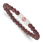 Load image into Gallery viewer, Stainless Steel Polished with Enamel Medical ID Peltogyne Wood BraceletSRB2807
