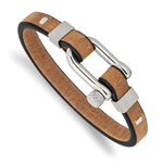 Load image into Gallery viewer, Stainless Steel Brushed &amp; Polished Black/Tan Leather 7.75in BraceletSRB2821-7.75
