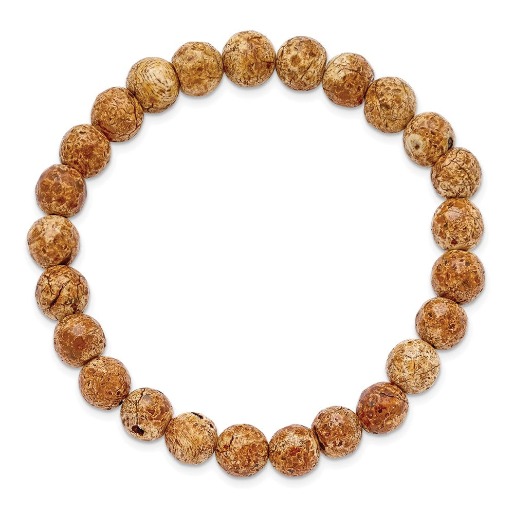 Picture Stone Agate Beaded Stretch BraceletSRB2853