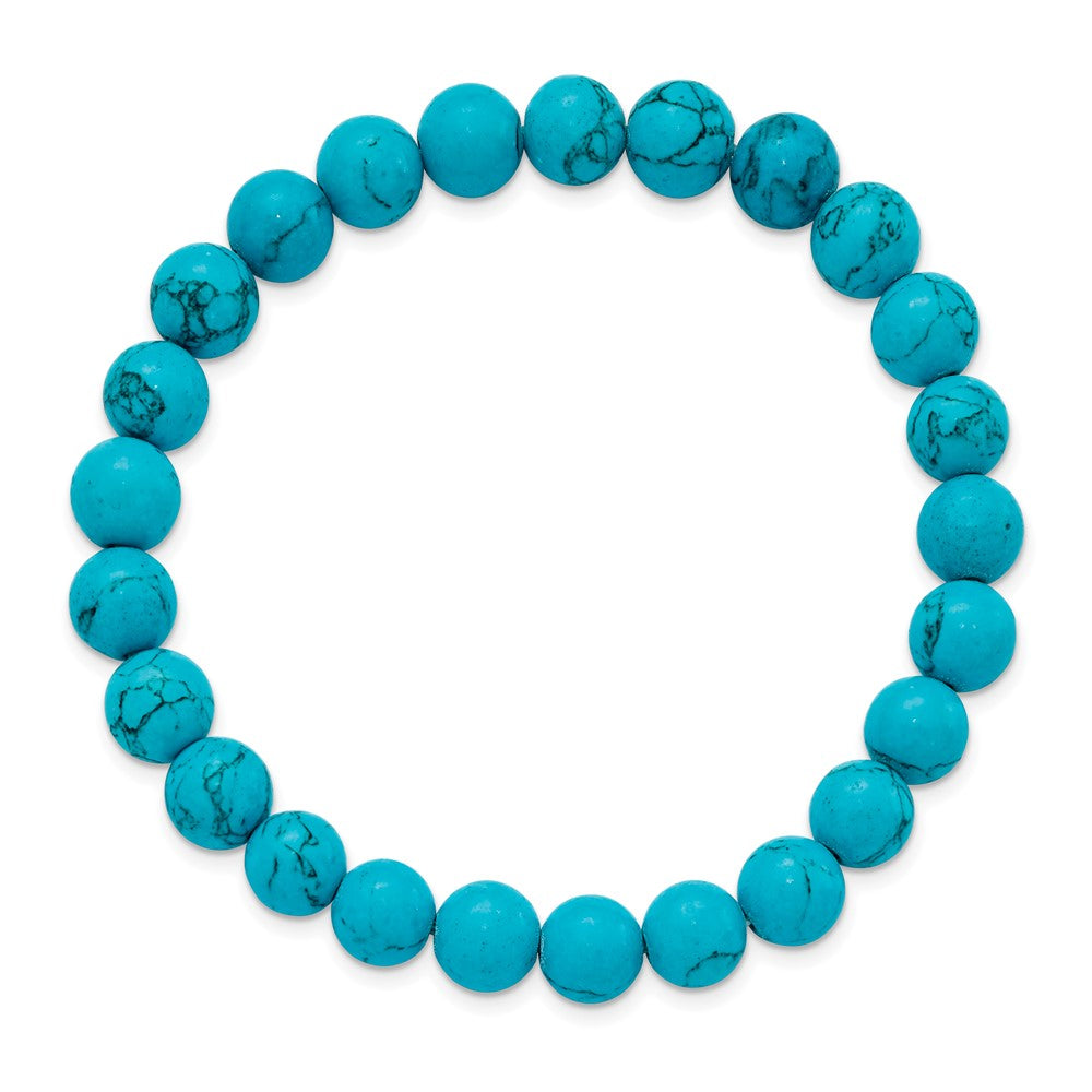 Blue Turquoise Agate Beaded Stretch BraceletSRB2860