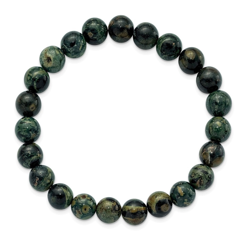 Green Eye Agate Beaded Stretch BraceletSRB2862