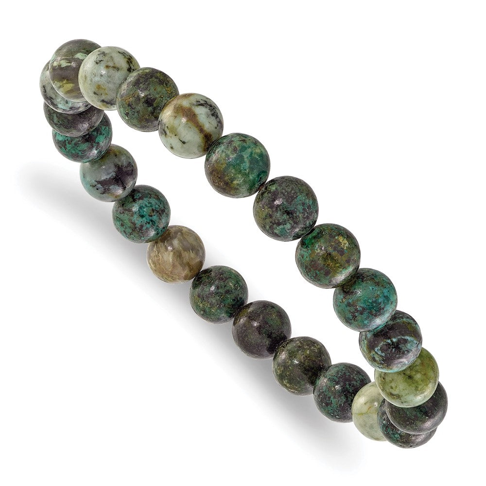 African Pine Agate Beaded Stretch BraceletSRB2865