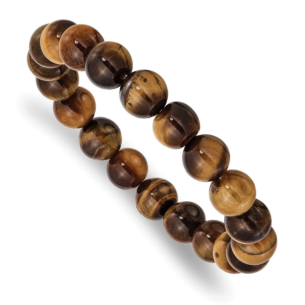 Yellow Tiger's Eye Agate Beaded Stretch BraceletSRB2868