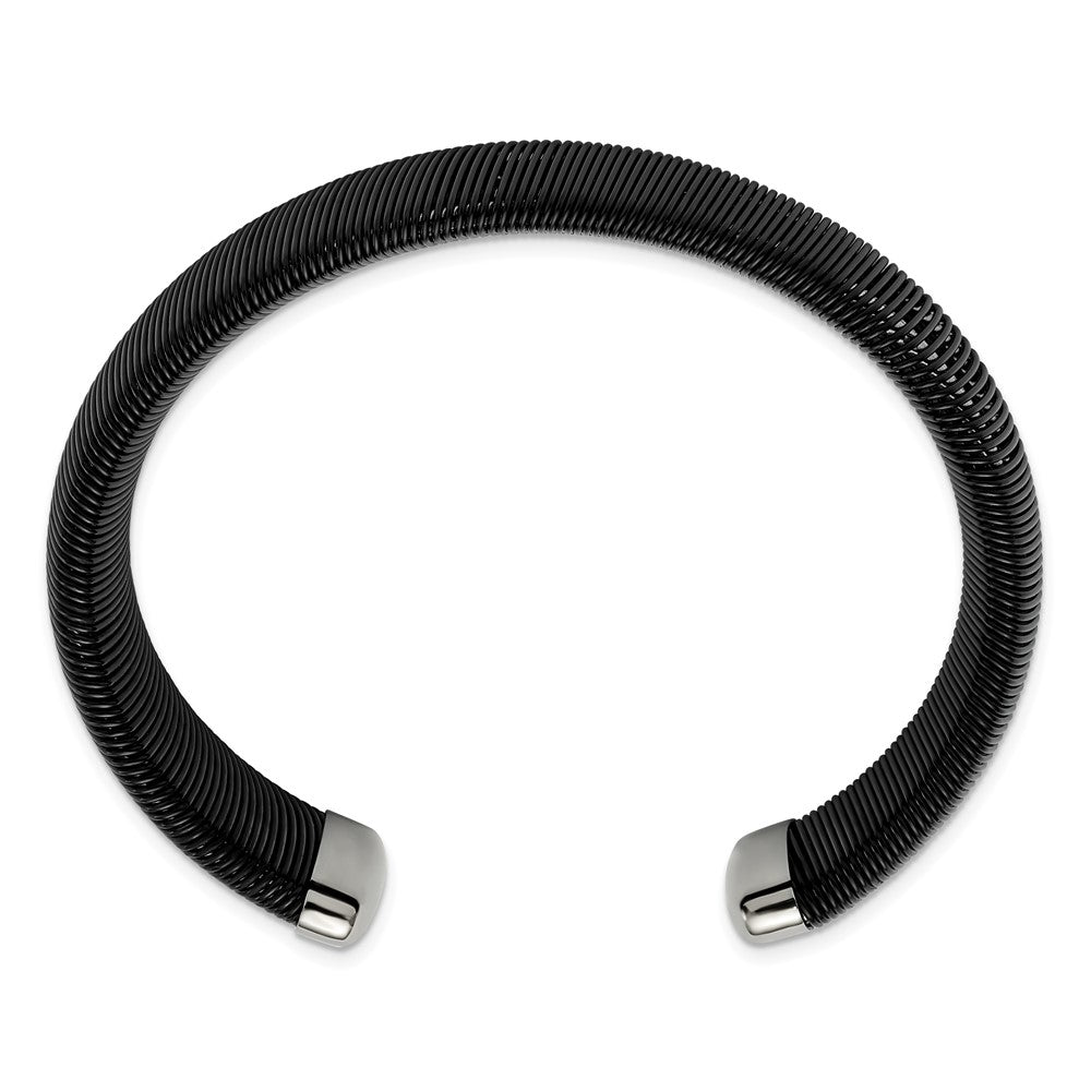 Stainless Steel Polished Black IP-plated Wire 18mm Cuff BangleSRB2924