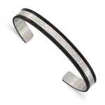 Load image into Gallery viewer, Stainless Steel Brushed Polished &amp; Hammered Black IP Wire Edge BangleSRB2930
