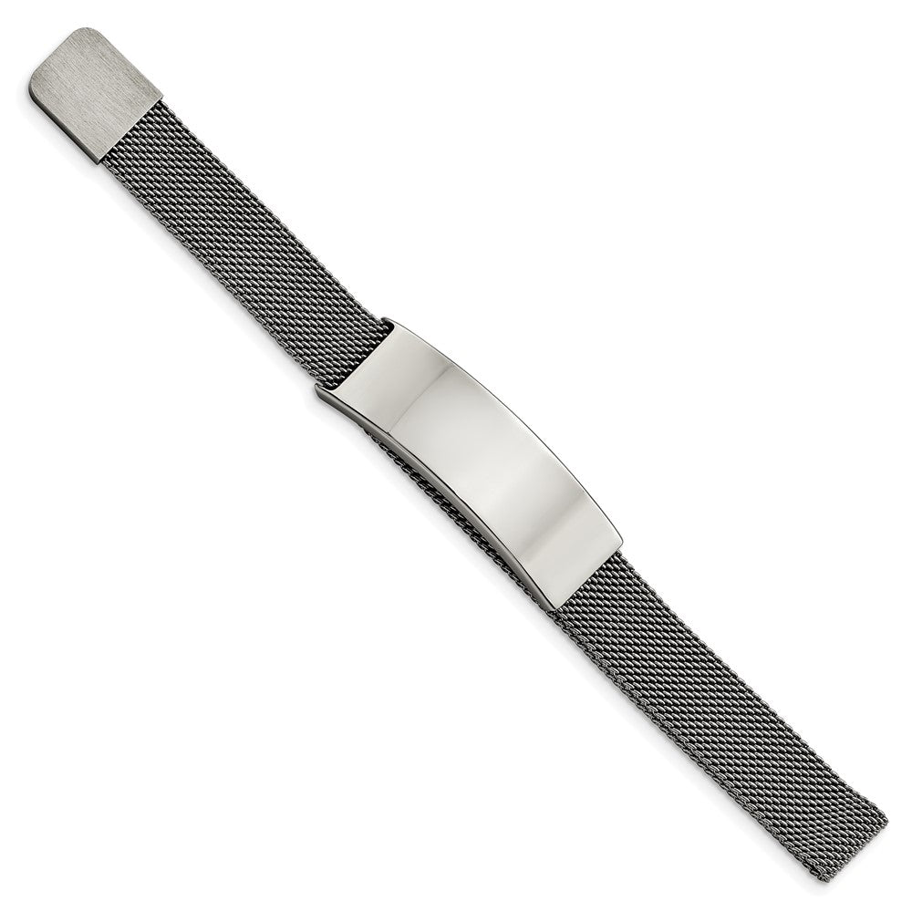 Stainless Steel Polished Mesh Adjustable ID BraceletSRB2940