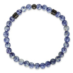 Load image into Gallery viewer, Stainless Steel Polished Gun Metal IP and Lapis Beaded Stretch BraceletSRB2947
