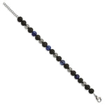 Load image into Gallery viewer, Stainless Steel Antiqued &amp; Polished Lava Stone/Sodalite w/1in ext BraceletSRB2974-7.5
