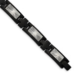 Load image into Gallery viewer, Stainless Steel Polished and Textured Black IP-plated 8.5in Link BraceletSRB2987-8.5
