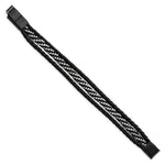 Load image into Gallery viewer, Stainless Steel Brushed &amp; Polished Black IP Leather w/.5in ext 8in BraceletSRB2993-8
