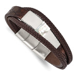 Load image into Gallery viewer, Stainless Steel Polished with Shell Pearl Leather w/.5in ext. 8in BraceletSRB2995-8
