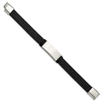 Load image into Gallery viewer, Stainless Steel Polished Black Rubber and Leather 8.5in ID BraceletSRB2996-8.5
