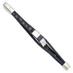 Load image into Gallery viewer, Stainless Steel Polished Blue Wood Blue Leather w/.5in ext 8in BraceletSRB3001-8
