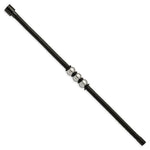 Load image into Gallery viewer, Stainless Steel Polished Black IP with Rubber Black Leather 8.5in BraceletSRB3003-8.5
