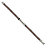 Load image into Gallery viewer, Stainless Steel Polished Black and Brown Rubber 8.5in BraceletSRB3008-8.5
