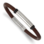 Load image into Gallery viewer, Stainless Steel Polished Black and Brown Rubber 8.5in BraceletSRB3008-8.5
