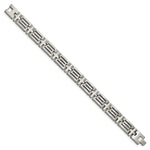 Load image into Gallery viewer, Stainless Steel Brushed with Polished Beads 8.5in Link BraceletSRB3012-8.5
