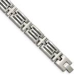 Load image into Gallery viewer, Stainless Steel Brushed with Polished Beads 8.5in Link BraceletSRB3012-8.5
