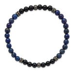 Load image into Gallery viewer, Stainless Steel Brushed Antique Bronze-plated Black Agate/Lapis BraceletSRB3026
