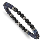 Load image into Gallery viewer, Stainless Steel Brushed Antique Bronze-plated Black Agate/Lapis BraceletSRB3026
