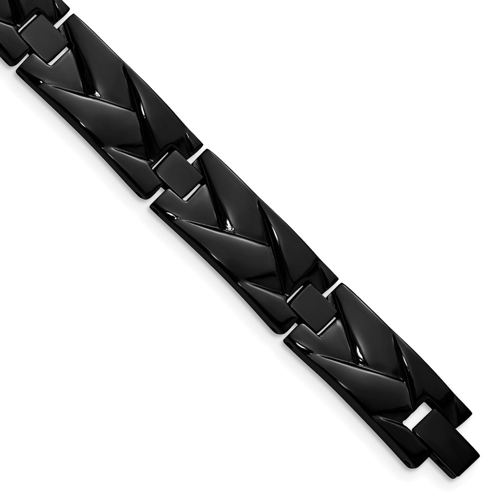 Stainless Steel Polished Black IP-plated  9in Link BraceletSRB3029-9