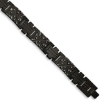 Load image into Gallery viewer, Stainless Steel Antiqued and Brushed Black IP-plated 9.25in Link BraceletSRB3030-9.25

