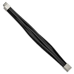 Load image into Gallery viewer, Stainless Steel Brushed Black Leather Multi Strand 8in BraceletSRB3032-8
