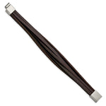 Load image into Gallery viewer, Stainless Steel Brushed Brown Leather Multi Strand 8in BraceletSRB3033-8
