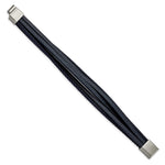 Load image into Gallery viewer, Stainless Steel Brushed Navy Blue Leather Multi Strand 8in BraceletSRB3034-8

