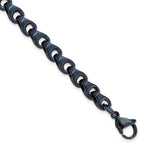 Load image into Gallery viewer, Stainless Steel Brushed Dark Grey/Blue IP-plated 5.75mm 8.5in BraceletSRB3041-8.5
