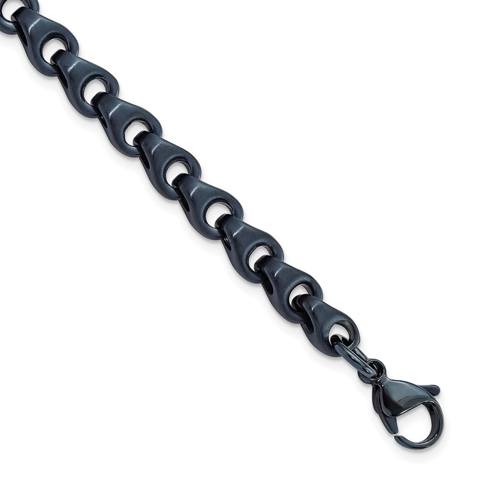 Stainless Steel Brushed Dark Grey/Blue IP-plated 5.75mm 8.5in BraceletSRB3041-8.5