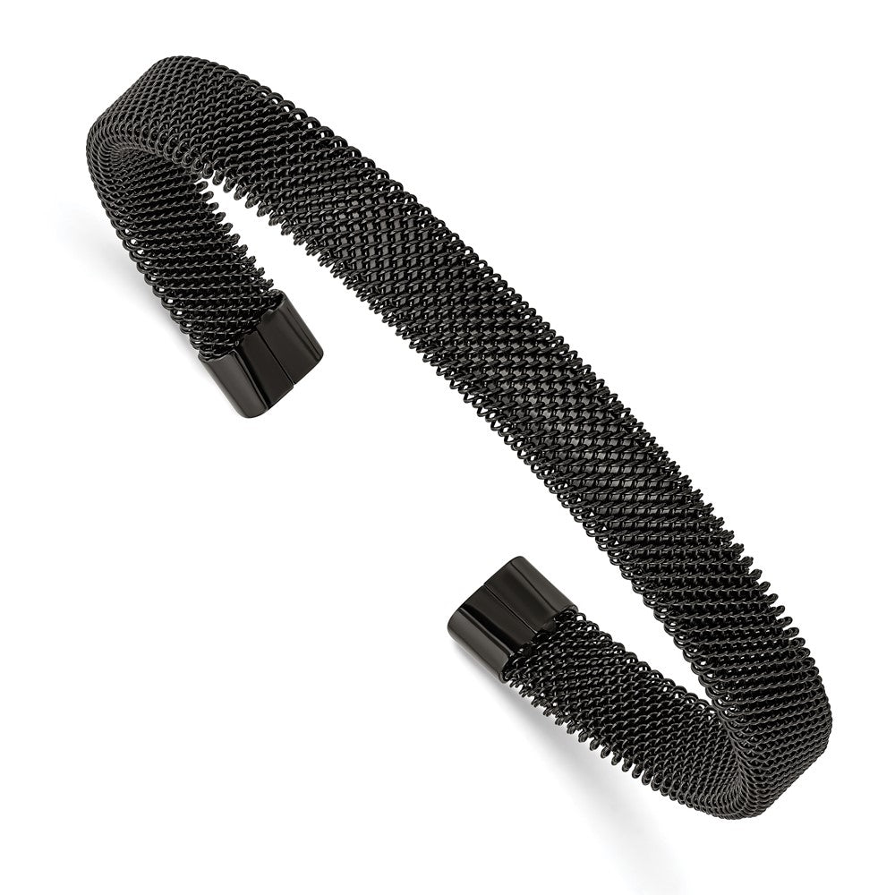 Stainless Steel Black IP plated Mesh Cuff BraceletSRB305