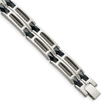 Load image into Gallery viewer, Stainless Steel and Blue Ceramic Fancy Link BraceletSRB338-8.75

