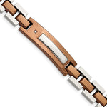 Load image into Gallery viewer, Stainless Steel Brown IP-plated w/Diamond 8.5in BraceletSRB342-8.5
