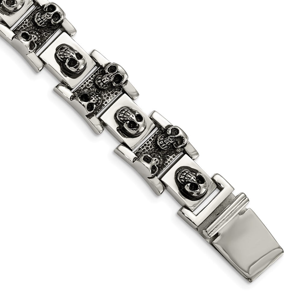 Stainless Steel Skull 8.25in BraceletSRB356-8