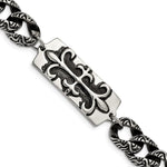 Load image into Gallery viewer, Stainless Steel Antiqued Fleur de Lis 9in BraceletSRB364-8.5
