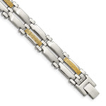 Load image into Gallery viewer, Stainless Steel &amp; 14K Brushed &amp; Polished 8.5in BraceletSRB410-8.5
