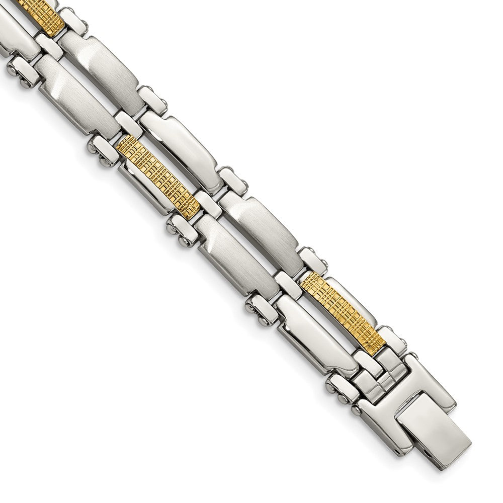 Stainless Steel & 14K Brushed & Polished 8.5in BraceletSRB410-8.5