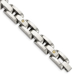 Load image into Gallery viewer, Stainless Steel w/ 14k White Gold Accents &amp; Diamonds 8.5in BraceletSRB415-8.5
