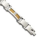 Load image into Gallery viewer, Stainless Steel Yellow IP-plated Cable with CZs BraceletSRB422-8.5
