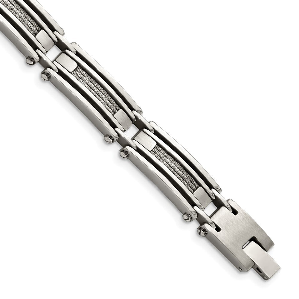 Stainless Steel Wire Brushed & Polished 9in BraceletSRB430-9