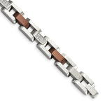 Load image into Gallery viewer, Stainless Steel Brown IP-plated w/1/4ct. Diamond 8.5in BraceletSRB453-8.5
