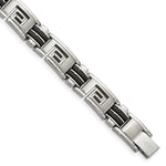 Load image into Gallery viewer, Stainless Steel Black Rubber Brushed &amp; Polished 8.5in BraceletSRB480-8.5
