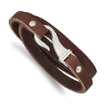 Load image into Gallery viewer, Stainless Steel Brown Leather Wrap BraceletSRB528-24
